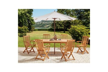 Matsalsset Maui II med parasoll Ljus trä/beige, 6-Sits - Ljus trä/beige, 6-Sits - Utemöbler & utemiljö - Utegrupp - Matgrupp utomhus