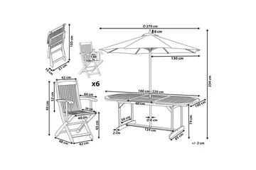 Matsalsset Maui med parasoll 8-sits Ljus trä/beige - Ljus trä/beige - Utemöbler & utemiljö - Utegrupp - Matgrupp utomhus