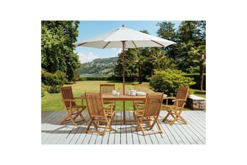 Matsalsset Maui med parasoll 8-sits Ljus trä/beige - Ljus trä/beige - Utemöbler & utemiljö - Utegrupp - Matgrupp utomhus