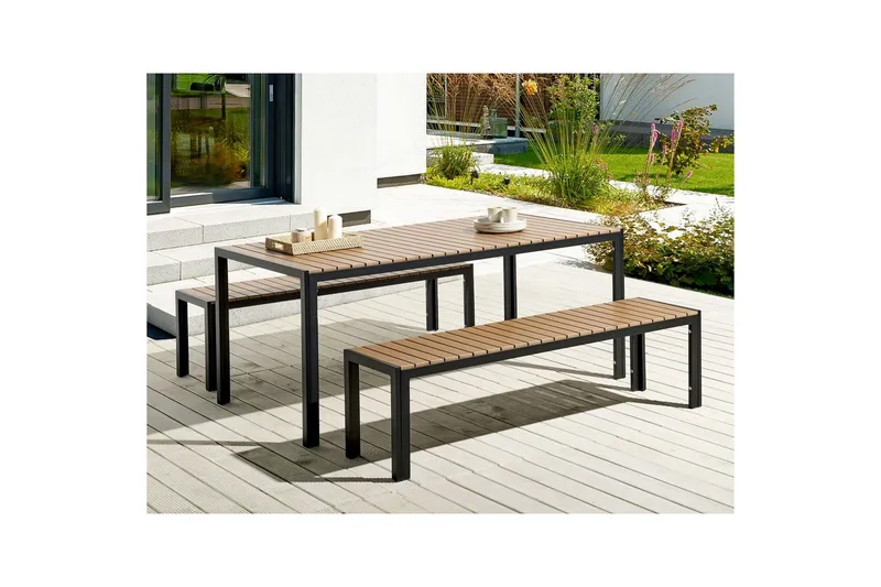 Matsalsset Nardo Ljus trä/svart - Ljus trä/svart - Utemöbler & utemiljö - Utegrupp - Matgrupp utomhus