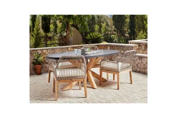 Matsalsset Oristano Grå/beige/ljus trä, 4-Sits - Grå/beige/ljus trä, 4-Sits - Utemöbler & utemiljö - Utegrupp - Matgrupp utomhus
