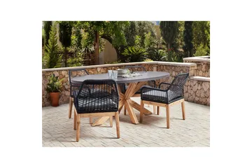 Matsalsset Oristano Grå/svart/ljus trä, 4-Sits - Grå/svart/ljus trä, 4-Sits - Utemöbler & utemiljö - Utegrupp - Matgrupp utomhus