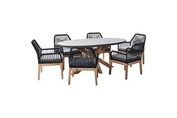 Matsalsset Oristano Grå/Svart/Ljus träfärg, 6-Sits - Grå/Svart/Ljus träfärg, 6-Sits - Utemöbler & utemiljö - Utegrupp - Matgrupp utomhus