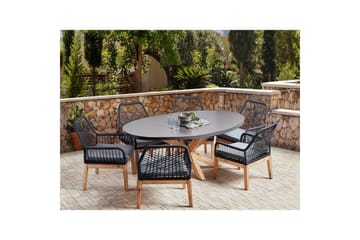 Matsalsset Oristano Grå/Svart/Ljus träfärg, 6-Sits - Grå/Svart/Ljus träfärg, 6-Sits - Utemöbler & utemiljö - Utegrupp - Matgrupp utomhus