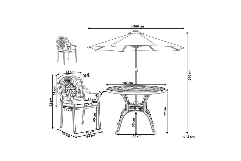 Matsalsset Salento med parasoll - Utemöbler & utemiljö - Utegrupp - Matgrupp utomhus