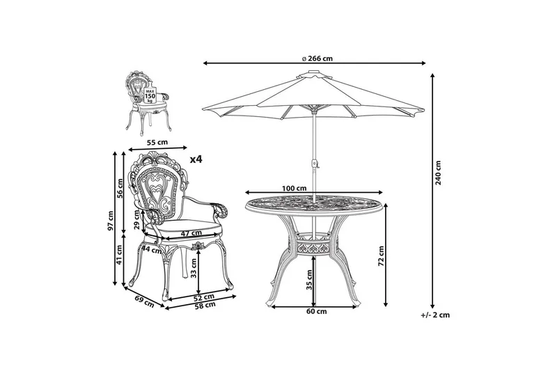 Matsalsset Sapri med parasoll - Utemöbler & utemiljö - Utegrupp - Matgrupp utomhus