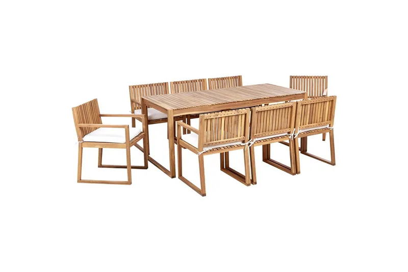 Matsalsset Sassari II med kuddar Ljus trä/Off-white, Ljus trä/Off-white