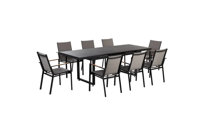 Matsalsset Valcanetto/Busseto Svart/Grå, 8-Sits, Svart/Grå, 8-Sits