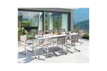 Matsalsset Valcanetto/Cosoleto Vit/Beige/Silver, 8-Sits - Vit/Beige/Silver/8-Sits - Utemöbler & utemiljö - Utegrupp - Matgrupp utomhus
