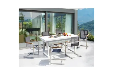 Matsalsset Valcanetto/Cosoleto Vit/Grå/Silver, 6-Sits - Vit/Grå/Silver, 6-Sits - Utemöbler & utemiljö - Utegrupp - Matgrupp utomhus