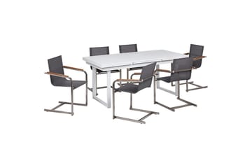 Matsalsset Valcanetto/Cosoleto Vit/Grå/Silver, 6-Sits - Vit/Grå/Silver/6-Sits - Utemöbler & utemiljö - Utegrupp - Matgrupp utomhus