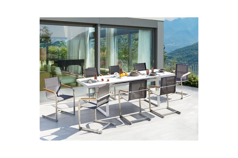 Matsalsset Valcanetto/Cosoleto Vit/Grå/Silver, 8-Sits - Vit/Grå/Silver, 8-Sits - Utemöbler & utemiljö - Utegrupp - Matgrupp utomhus