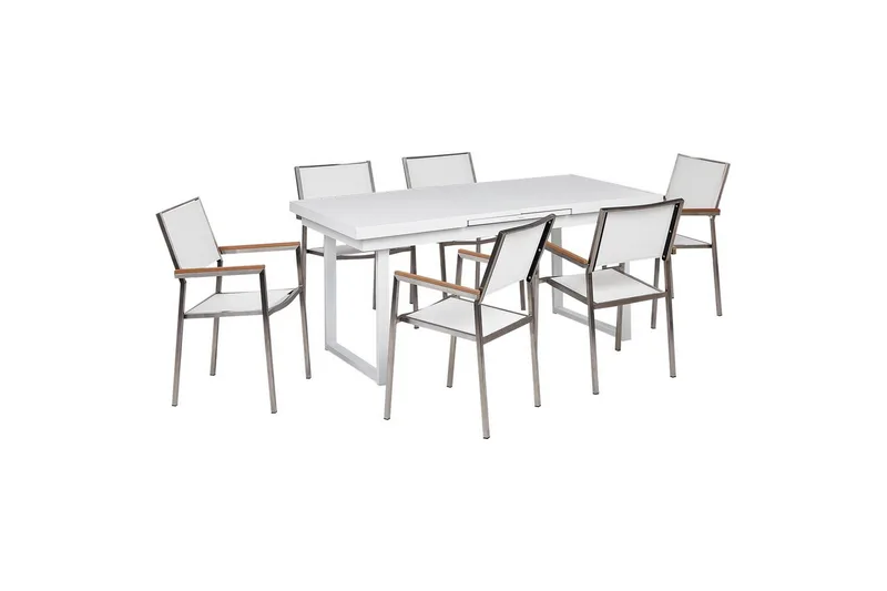 Matsalsset Valcanetto/Grosseto Vit/Silver, 6-Sits, Vit/Silver/6-Sits