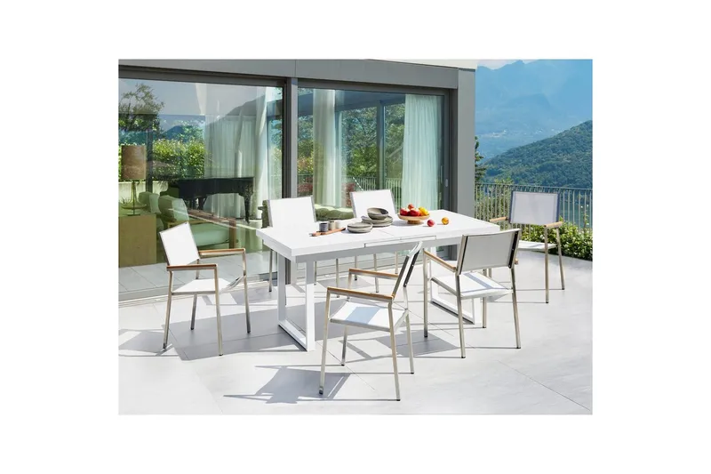 Matsalsset Valcanetto/Grosseto Vit/Silver, 6-Sits - Vit/Silver/6-Sits - Utemöbler & utemiljö - Utegrupp - Matgrupp utomhus