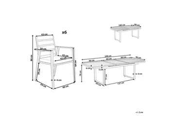 Matsalsset Valcanetto/Taviano Svart/grått/ljust trä, 6-Sits - Svart/grått/ljust trä, 6-Sits - Utemöbler & utemiljö - Utegrupp - Matgrupp utomhus