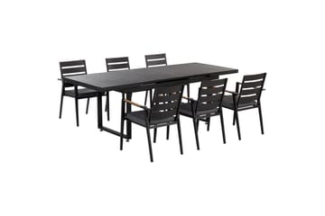 Matsalsset Valcanetto/Taviano Svart/grått/ljust trä, 6-Sits - Svart/grått/ljust trä, 6-Sits - Utemöbler & utemiljö - Utegrupp - Matgrupp utomhus