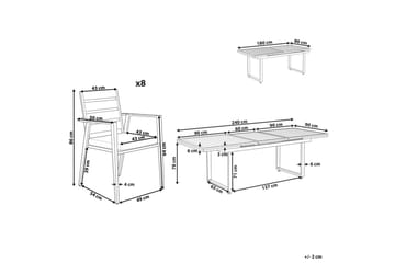 Matsalsset Valcanetto/Taviano Svart/grått/ljust trä, 8-Sits - Svart/grått/ljust trä, 8-Sits - Utemöbler & utemiljö - Utegrupp - Matgrupp utomhus