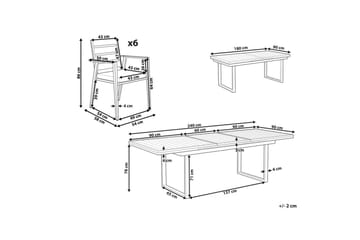 Matsalsset Valcanetto/Taviano Vitt/grått/ljust trä, 6-Sits - Vitt/grått/ljust trä, 6-Sits - Utemöbler & utemiljö - Utegrupp - Matgrupp utomhus