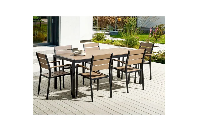 Matsalsset Vernio Ljus trä/svart - Ljus trä/svart - Utemöbler & utemiljö - Utegrupp - Matgrupp utomhus