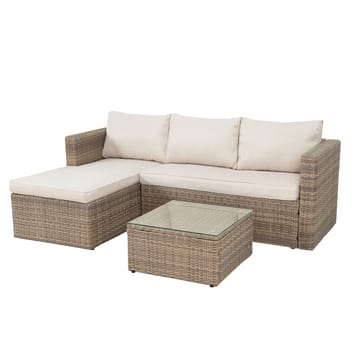 Mendoza l-formad 4-sits soffgrupp i konstrotting för altan och terrass - Brun / Beige dynor - Utemöbler & utemiljö - Utegrupp - Soffgrupp utomhus