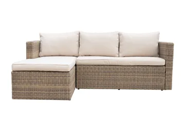 Mendoza l-formad 4-sits soffgrupp i konstrotting för altan och terrass - Brun / Beige dynor - Utemöbler & utemiljö - Utegrupp - Soffgrupp utomhus