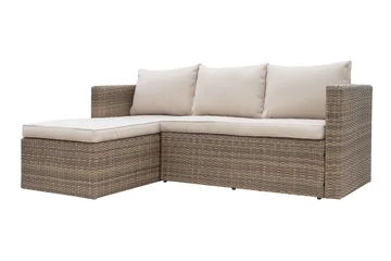 Mendoza l-formad 4-sits soffgrupp i konstrotting för altan och terrass - Brun / Beige dynor - Utemöbler & utemiljö - Utegrupp - Soffgrupp utomhus