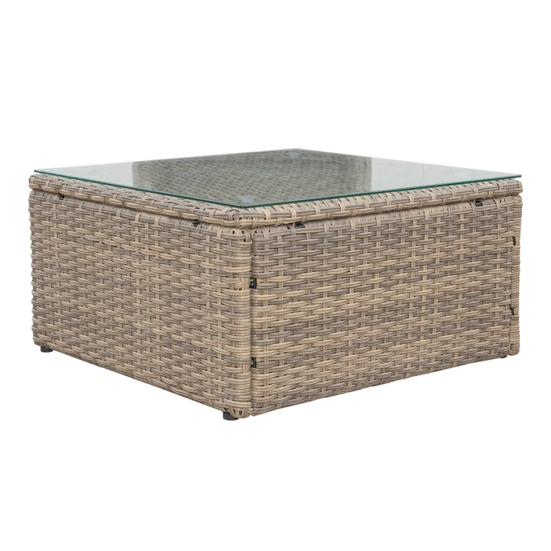 Mendoza l-formad 4-sits soffgrupp i konstrotting för altan och terrass - Brun / Beige dynor - Utemöbler & utemiljö - Utegrupp - Soffgrupp utomhus