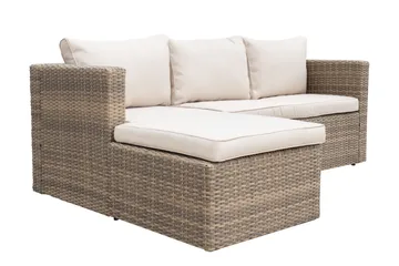 Mendoza l-formad 4-sits soffgrupp i konstrotting för altan och terrass - Brun / Beige dynor - Utemöbler & utemiljö - Utegrupp - Soffgrupp utomhus