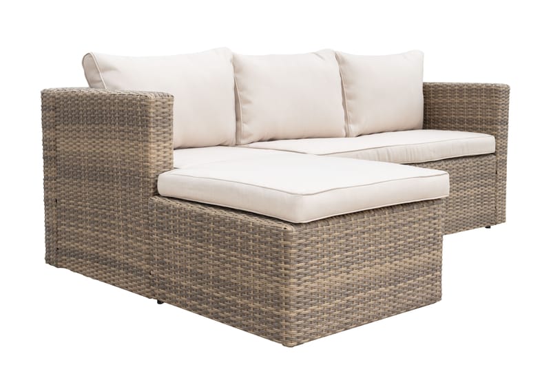 Mendoza l-formad 4-sits soffgrupp i konstrotting för altan och terrass - Brun / Beige dynor - Utemöbler & utemiljö - Utegrupp - Soffgrupp utomhus