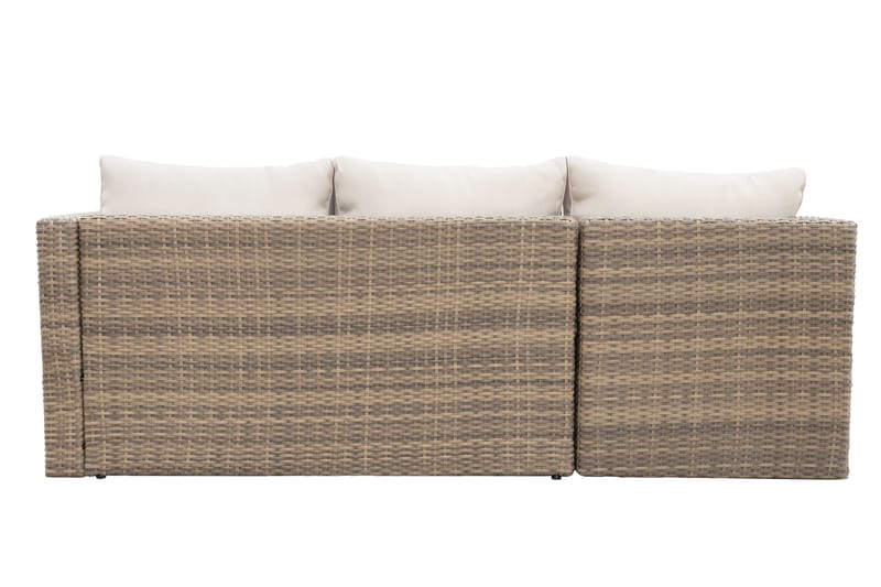 Mendoza l-formad 4-sits soffgrupp i konstrotting för altan och terrass - Brun / Beige dynor - Utemöbler & utemiljö - Utegrupp - Soffgrupp utomhus