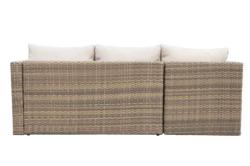 Mendoza l-formad 4-sits soffgrupp i konstrotting för altan och terrass - Brun / Beige dynor - Utemöbler & utemiljö - Utegrupp - Soffgrupp utomhus