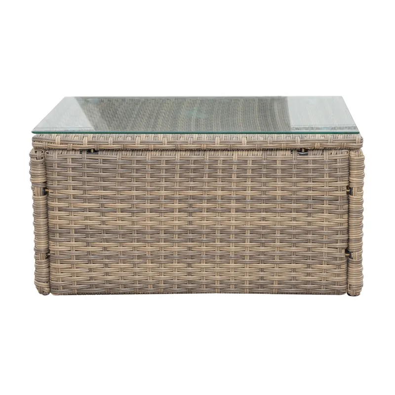 Mendoza l-formad 4-sits soffgrupp i konstrotting för altan och terrass - Brun / Beige dynor - Utemöbler & utemiljö - Utegrupp - Soffgrupp utomhus