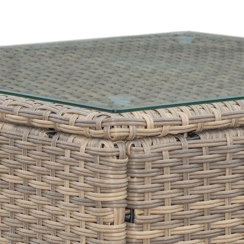 Mendoza l-formad 4-sits soffgrupp i konstrotting för altan och terrass - Brun - Utemöbler & utemiljö - Utegrupp - Soffgrupp utomhus