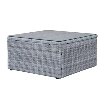 Mendoza l-formad 4-sits soffgrupp i konstrotting för altan och terrass - Grå / Blåa dynor - Utemöbler & utemiljö - Utegrupp - Soffgrupp utomhus