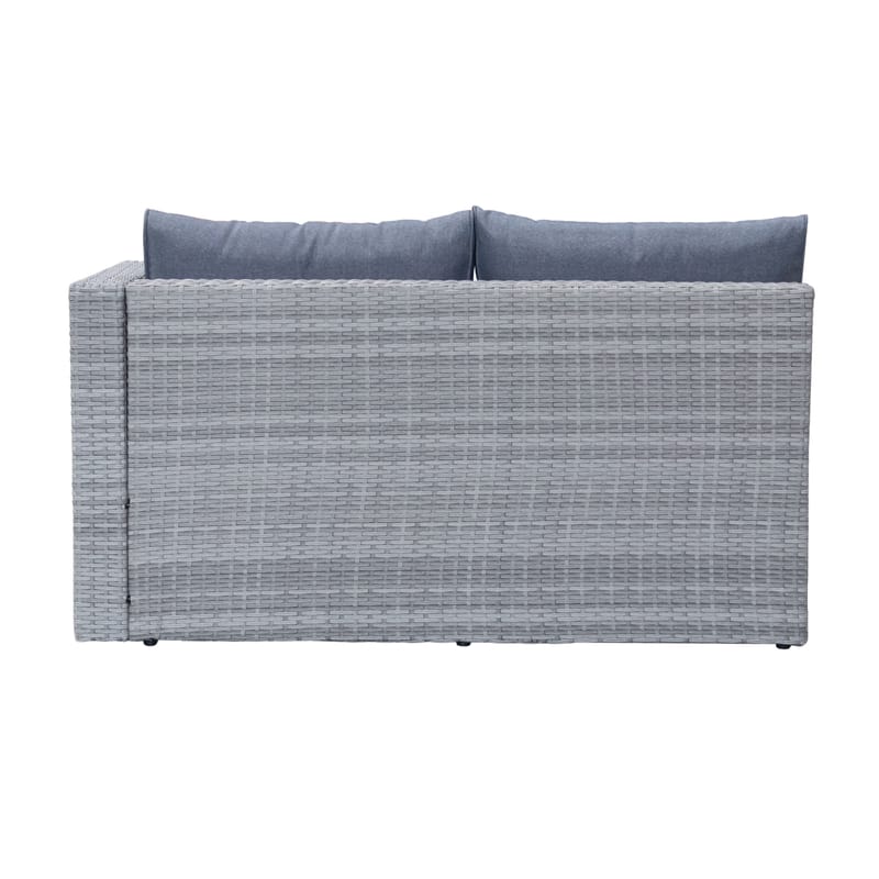 Mendoza l-formad 4-sits soffgrupp i konstrotting för altan och terrass - Grå / Blåa dynor - Utemöbler & utemiljö - Utegrupp - Soffgrupp utomhus