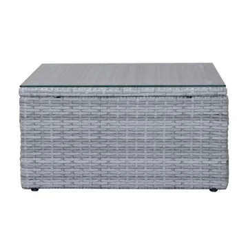 Mendoza l-formad 4-sits soffgrupp i konstrotting för altan och terrass - Grå / Blåa dynor - Utemöbler & utemiljö - Utegrupp - Soffgrupp utomhus