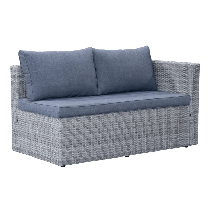 Mendoza l-formad 4-sits soffgrupp i konstrotting för altan och terrass - Grå / Blåa dynor - Utemöbler & utemiljö - Utegrupp - Soffgrupp utomhus