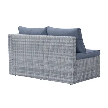 Mendoza l-formad 4-sits soffgrupp i konstrotting för altan och terrass - Grå / Blåa dynor - Utemöbler & utemiljö - Utegrupp - Soffgrupp utomhus