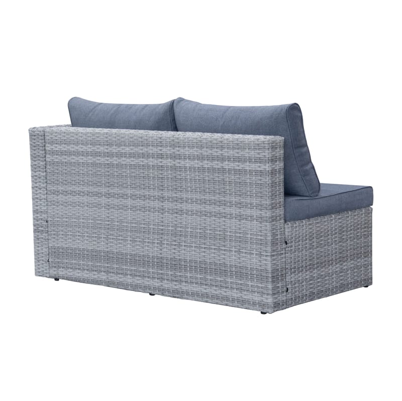 Mendoza l-formad 4-sits soffgrupp i konstrotting för altan och terrass - Grå / Blåa dynor - Utemöbler & utemiljö - Utegrupp - Soffgrupp utomhus