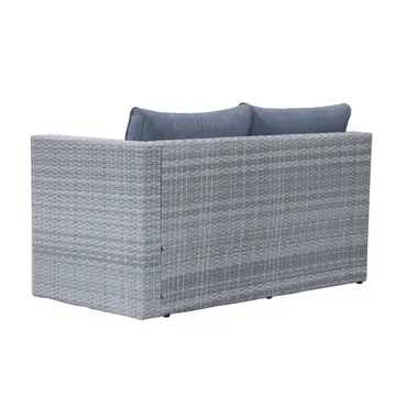 Mendoza l-formad 4-sits soffgrupp i konstrotting för altan och terrass - Grå / Blåa dynor - Utemöbler & utemiljö - Utegrupp - Soffgrupp utomhus