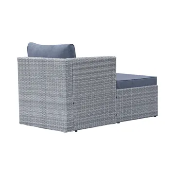 Mendoza l-formad 4-sits soffgrupp i konstrotting för altan och terrass - Grå / Blåa dynor - Utemöbler & utemiljö - Utegrupp - Soffgrupp utomhus