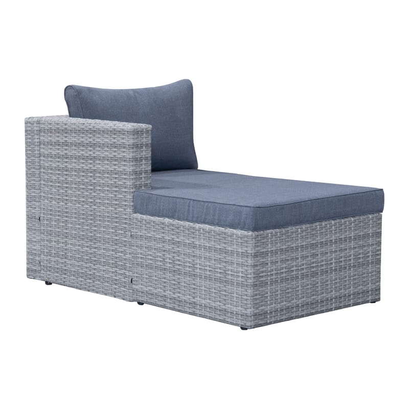 Mendoza l-formad 4-sits soffgrupp i konstrotting för altan och terrass - Grå / Blåa dynor - Utemöbler & utemiljö - Utegrupp - Soffgrupp utomhus