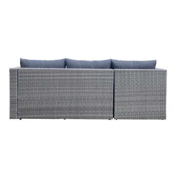 Mendoza l-formad 4-sits soffgrupp i konstrotting för altan och terrass - Grå / Blåa dynor - Utemöbler & utemiljö - Utegrupp - Soffgrupp utomhus
