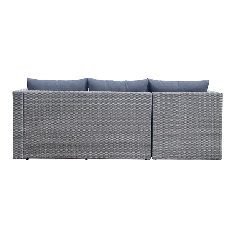 Mendoza l-formad 4-sits soffgrupp i konstrotting för altan och terrass - Grå / Blåa dynor - Utemöbler & utemiljö - Utegrupp - Soffgrupp utomhus