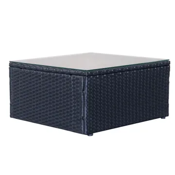 Mendoza l-formad 4-sits soffgrupp i konstrotting för altan och terrass - Svart / Vita dynor - Utemöbler & utemiljö - Utegrupp - Soffgrupp utomhus