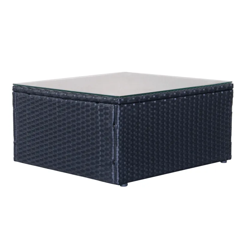 Mendoza l-formad 4-sits soffgrupp i konstrotting för altan och terrass - Svart / Vita dynor - Utemöbler & utemiljö - Utegrupp - Soffgrupp utomhus