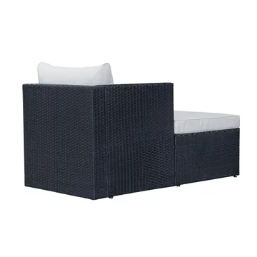 Mendoza l-formad 4-sits soffgrupp i konstrotting för altan och terrass - Svart / Vita dynor - Utemöbler & utemiljö - Utegrupp - Soffgrupp utomhus