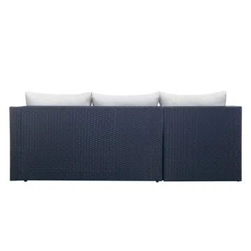 Mendoza l-formad 4-sits soffgrupp i konstrotting för altan och terrass - Svart / Vita dynor - Utemöbler & utemiljö - Utegrupp - Soffgrupp utomhus