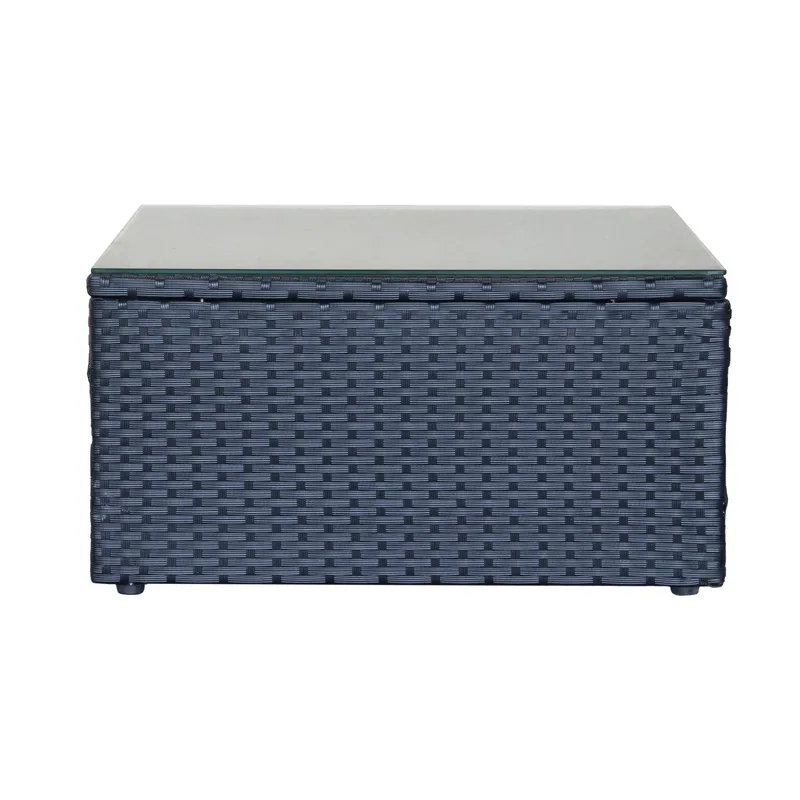 Mendoza l-formad 4-sits soffgrupp i konstrotting för altan och terrass - Svart / Vita dynor - Utemöbler & utemiljö - Utegrupp - Soffgrupp utomhus