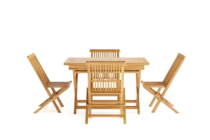 Menorca Liten Matgrupp Utomhus - Rektangulärt matbord i trä med 4 Matstolar - Teak / Natur - Utemöbler & utemiljö - Utegrupp - Matgrupp utomhus
